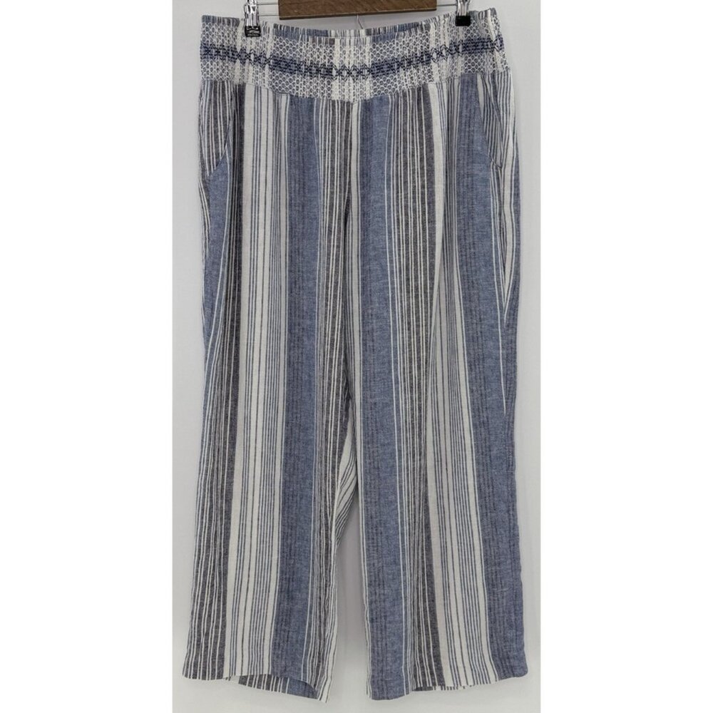Maurices Plus Size Linen Blend Wide Leg Pull On‎ Cropped Pants Sz 2 Coastal Boho